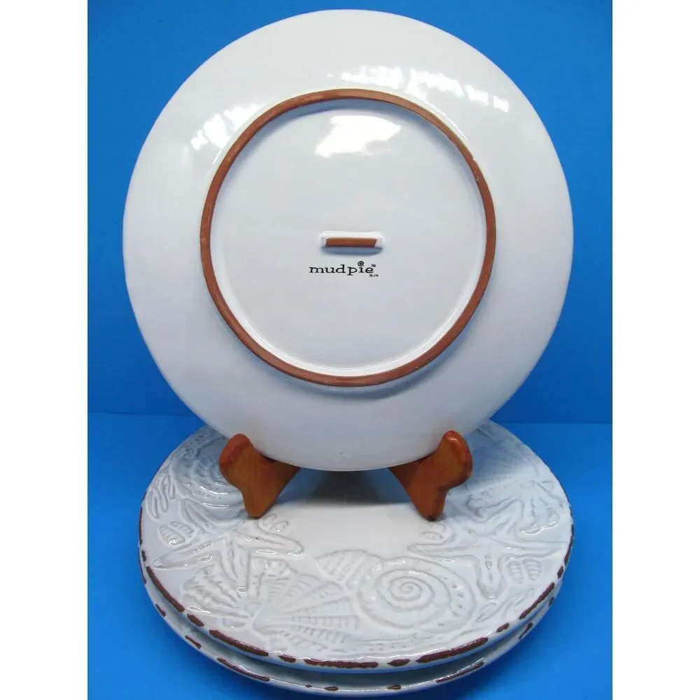 Mud Pie Sanibel Sea Shell Salad Dessert Plates 8